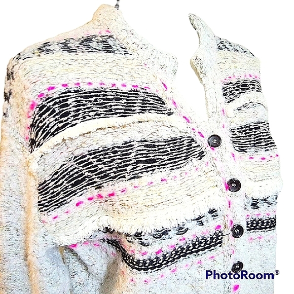 FREE PEOPLE COLOR POP HENLEY PULLOVER SWEATER SZ S EMBROIDERY FRINGE TRIM BOHO - Picture 8 of 15